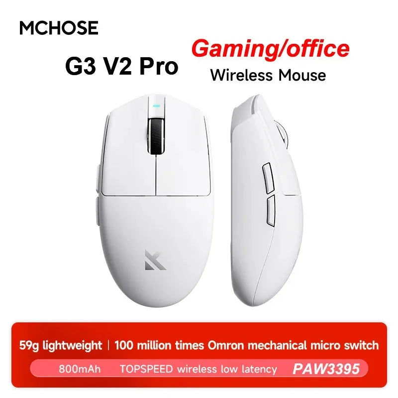 MCHOSE G3 V2 Pro/Ultra Lightweight E-sports Mouse Three mode Gaming office wireless Bluetooth PAW3395 Fully self-developed