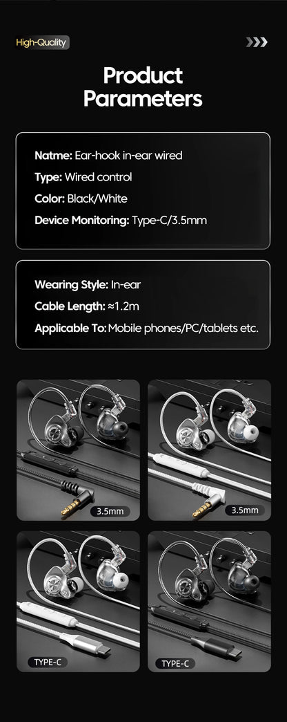 Original 15D Super Bass In Ear Headphone With Mic 3.5mm AUX/Type-C Digital Chip Headset For iPhone 17 Huawei Xiaomi Android