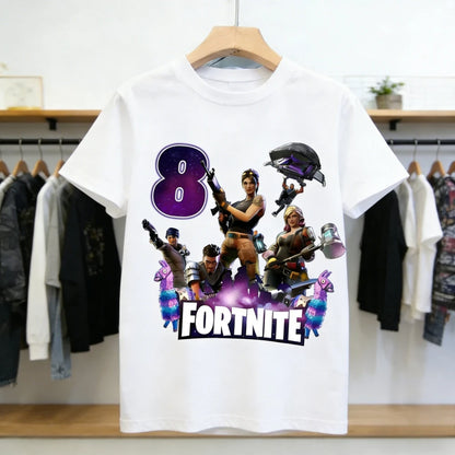 Fortnite Children’s Birthday Number T-Shirt Girls Boys Summer Clothes Baby Cotton Tee Shirts Party Short Sleeve Tops Toddler Gift