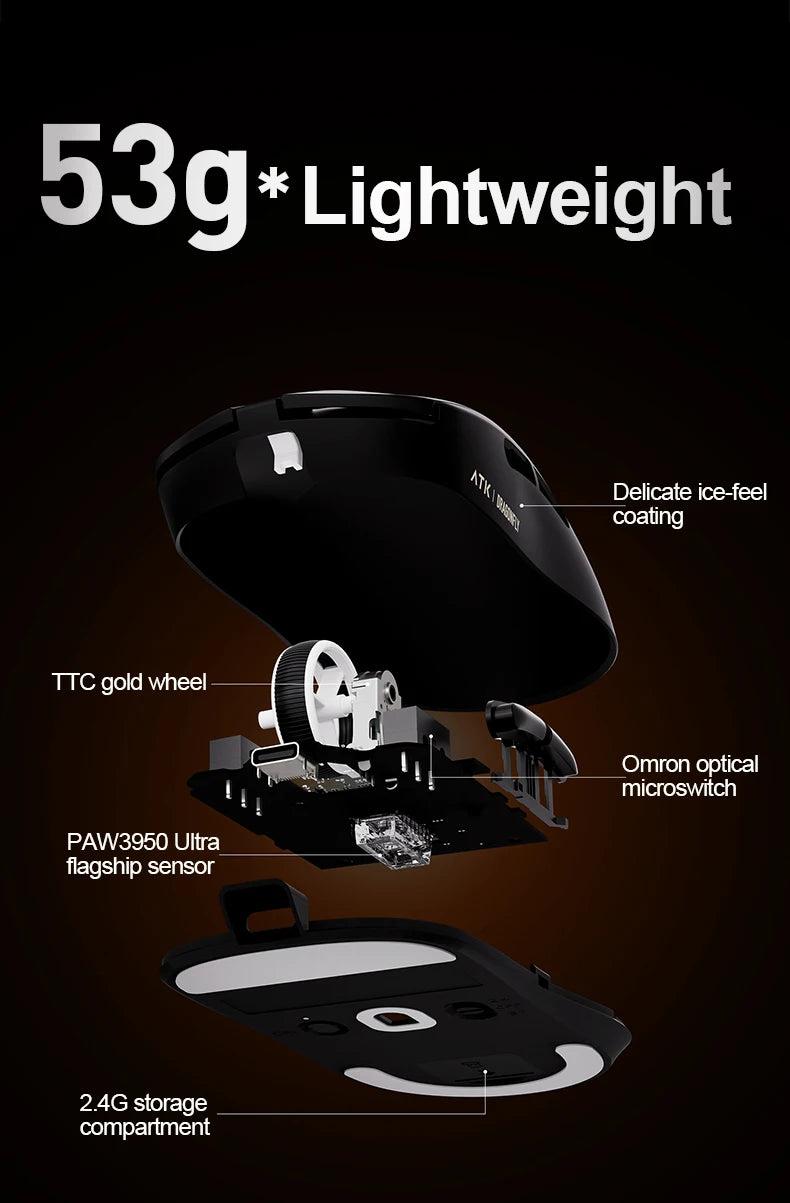 ATK Dragonfly A9 Ultra Wireless Gaming Mouse PAW3950 Ultra Lightweight Tri-mode Ergonomic E-sports Gamer FPS Mice A9 SE Plus