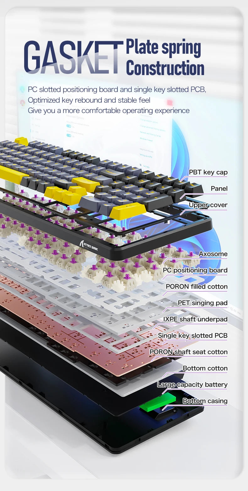 X98 Attack Shark Gaming Keyboard Wireless with Numeric Keypad,102Keys Hot-Swap RGB PBT Keycaps,4000mAh Battery,Support PC/Laptop