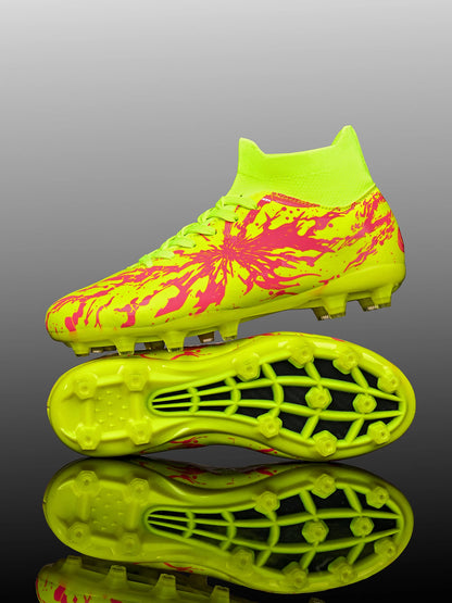 Chaussures de football FG pour hommes adultes, crampons pour terrain ferme, semelle respirante en PU résistante à l'usure pour l'entraînement et la compétition de football sur pelouse en plein air