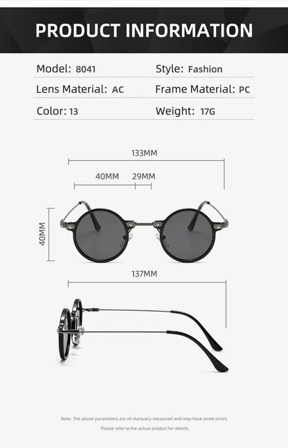 Runde Sonnenbrillen für Männer und Frauen, Retro-Steampunk-Sonnenbrillen, Herren- und Damenbrillen, Marken-Designerbrillen, Metallrahmen, Sonnenbrillen, Oculos De Sol
