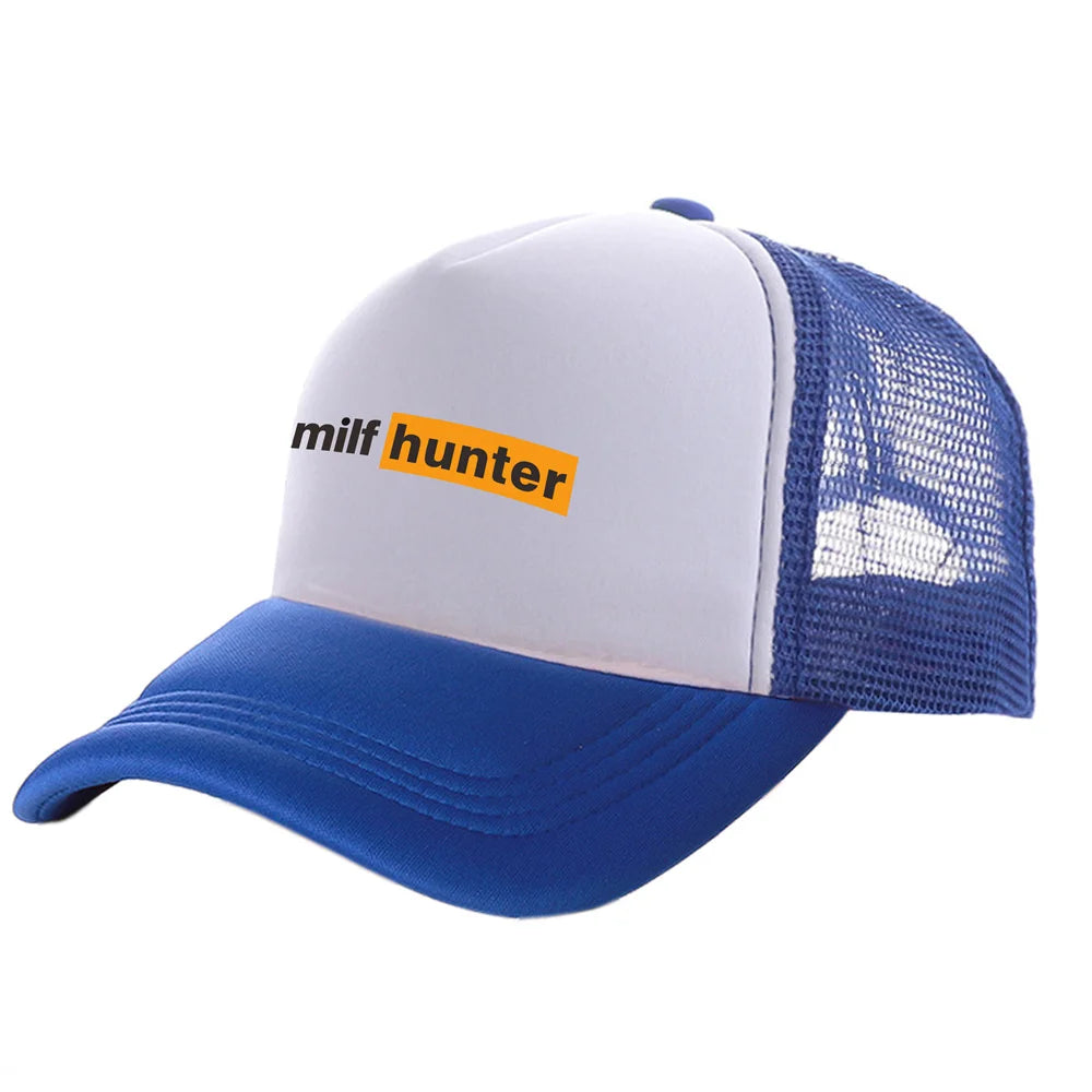 Bonés de camionista Milf Hunter — Bonés de moda Milf Hunter — Bonés de basebol — Bonés de malha para o sol, verão e atividades ao ar livre — MZ-506