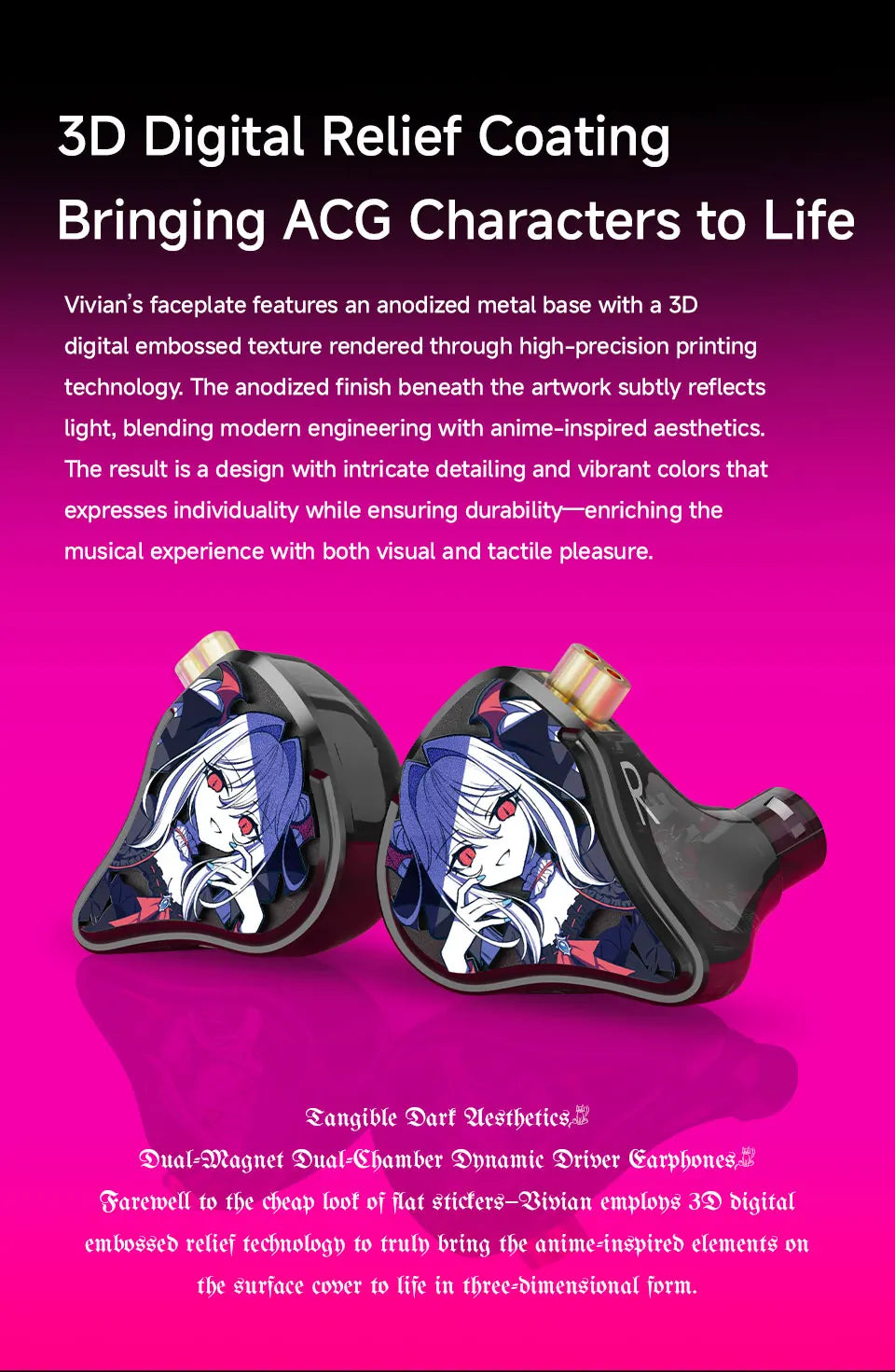 CVJ Vivian In Ear Earphones 10mm Dynamic Driver suitable for Music and Gaming 0.78mm Detachable Cable HiFi Sound Quality