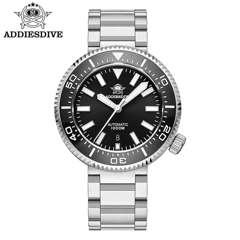 Orologio da immersione di lusso da uomo ADDIESDIVE, impermeabile fino a 1000 m, con vetro zaffiro e quadrante luminescente – Orologio meccanico a carica automatica