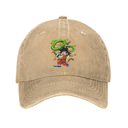 Retro Kamehameha Kid Goku Anime Baseball Caps Unisex Distressed Cotton Headwear Dragon Ball Outdoor Workouts Gift Hats Cap