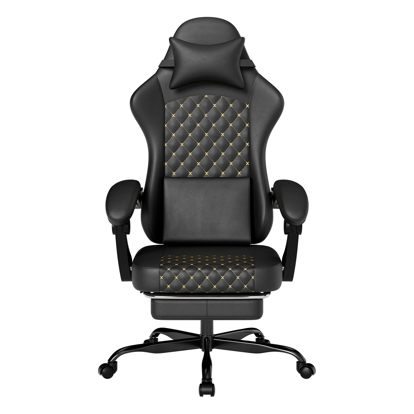 Silla gaming ergonómica PINGGO con reposapiés, masaje y cuero PVC, silla de oficina para PC gaming, capacidad de carga 150kg
