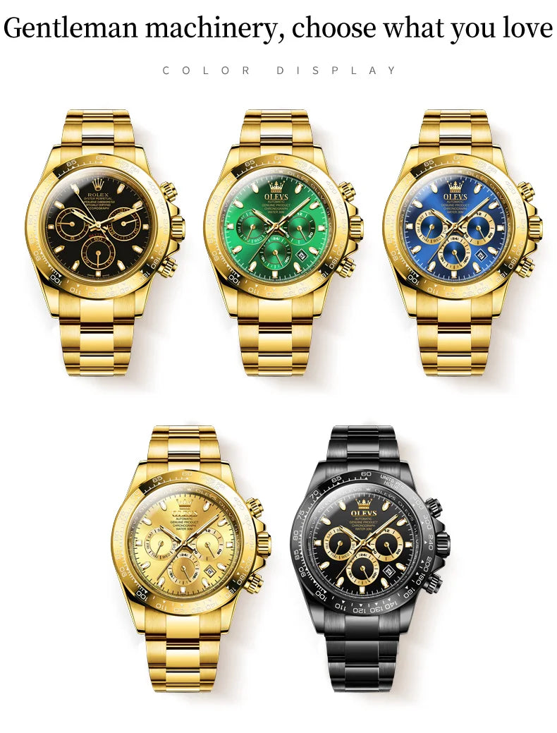 OLEVS 6638 Original Brand Classic Man Watch Luxury Automatic Mechanical Wrist Watches for Men Chronograph Waterproof Men's Watch
