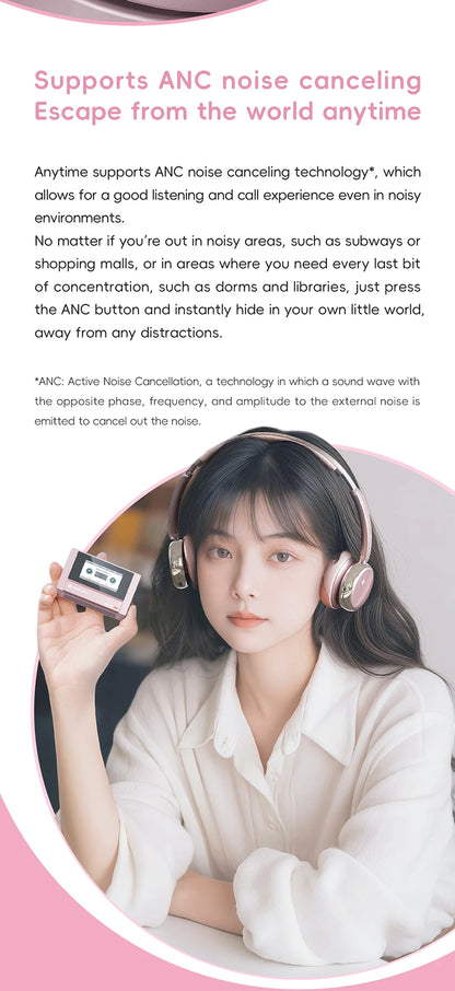 FiiO ANYTIME Bluetooth 5.4 Wireless Headphone Noise Cancelling Bluetooth Earphones Hi-Res Wireless Over-Ear Headphones with mic