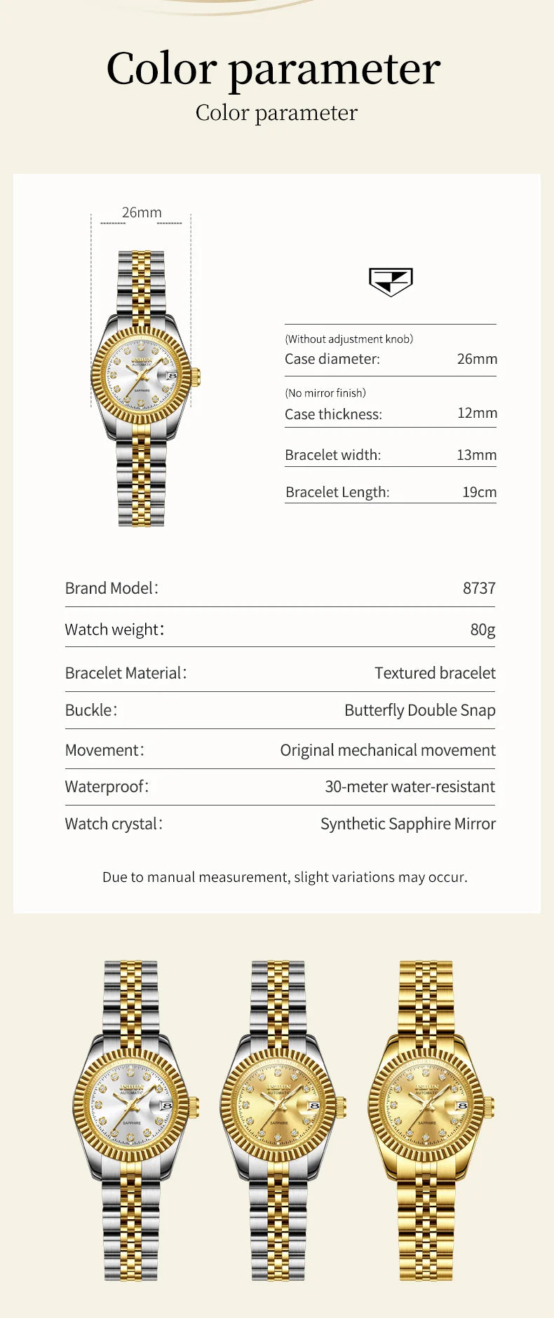JSDUN 8737 Women Watches High Quality Luxury Elegant Original Mechanical Watch Small Dial Ladies Watch Steel Strap Gifts Box