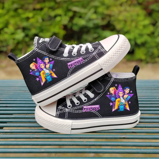 Chaussures en toile pour enfants Rumi Mira Zoey, chaussures pour filles, chaussures de sport, baskets à motifs, chaussures pour enfants, chaussures de tennis à tige haute, chaussures de ville.