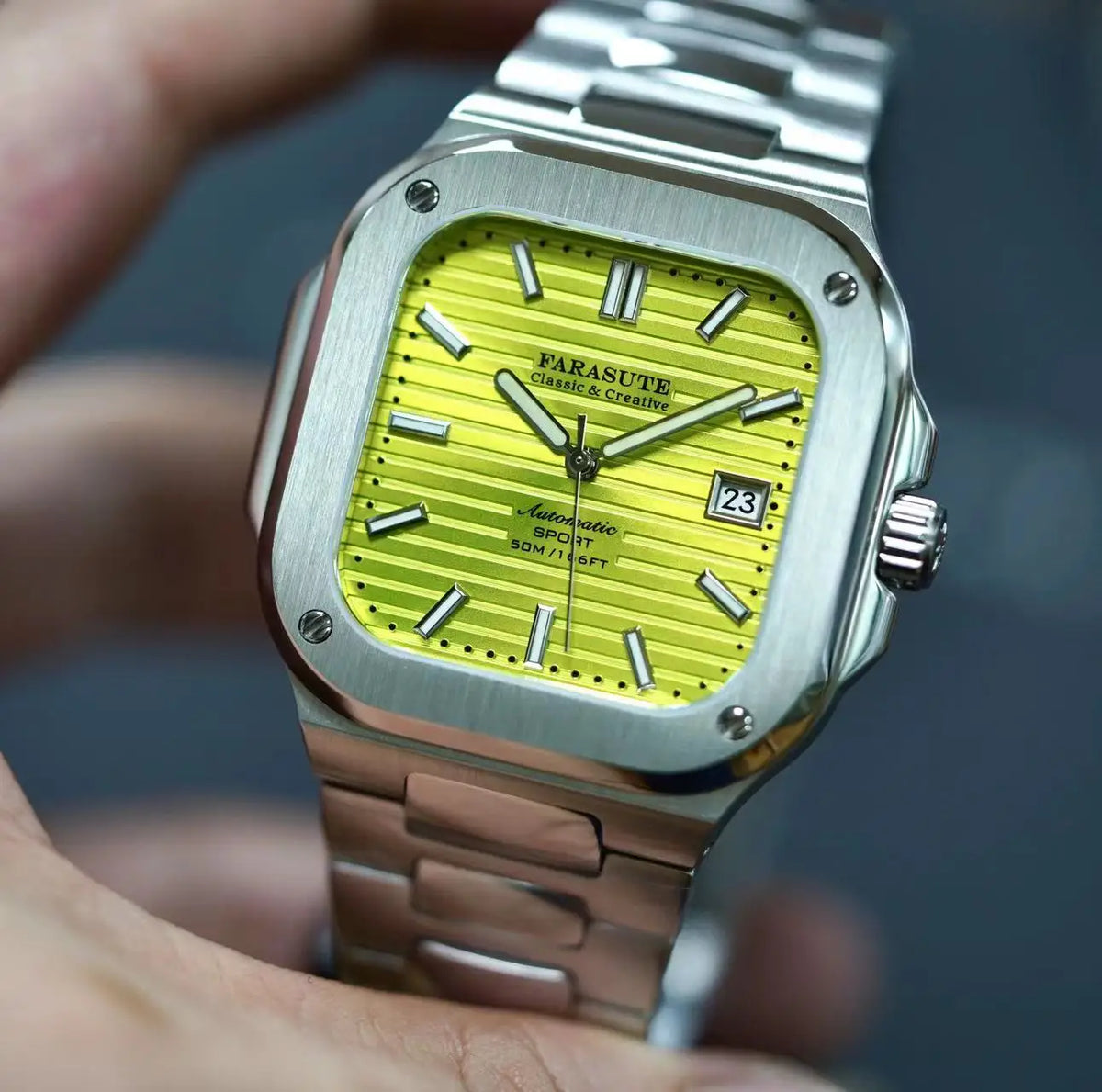 Montre de luxe automatique pour homme FARASUTE, mouvement Miyota9019, ultra-fine (8,9 mm), luminescente, étanche à 5 ATM