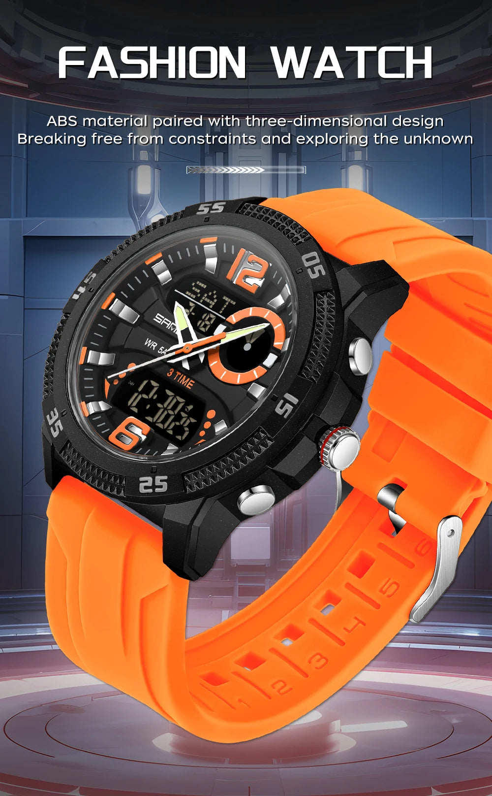 Montres de luxe pour homme SANDA Fashion : montre-bracelet à quartz analogique et numérique, style sportif, décontractée, étanche, avec chronographe en silice