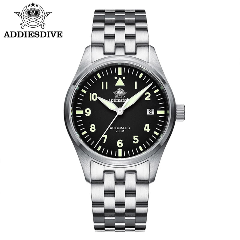 ADDIESDIVE Fashion Retro Personalized Watches 200m Waterproof C3 Luminous Steel Watch Sapphire Glass Mechanical Analog Watches