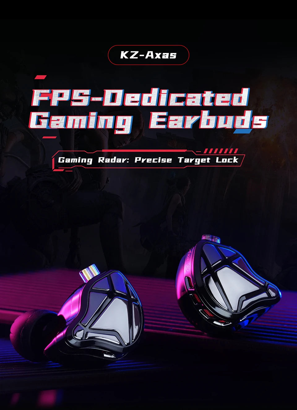 KZ Axas Earphones FPS Dedicated Gaming Earbuds In Ear Monitor IEM HiFi Bass Wired Headphones PK Castor ZSN PRO 2 ZS10 PRO X