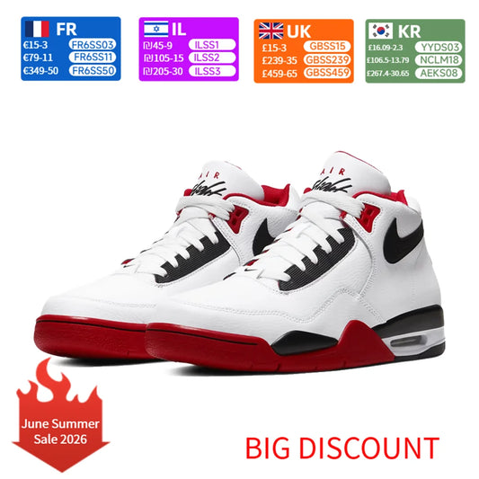 Nike Flight Legacy Classic Style Mid-Top Retro Basketball Shoes Unisex Red/White BQ4212-100