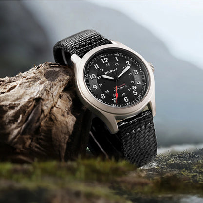 BERNY Titanium Automatic Men's Field Watches Date Sapphire Super Luminous Sports Easy Read Outdoor 10ATM Mechanical Watch