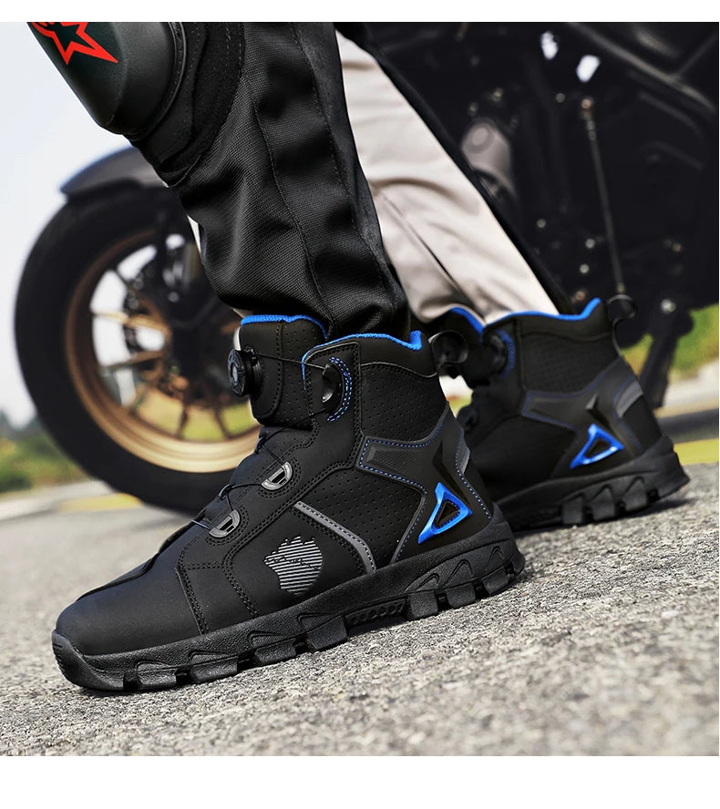 Bottes de moto professionnelles pour hommes, chaussures de course tout-terrain, équipement de moto urbaine, en cuir microfibre ultra-fin