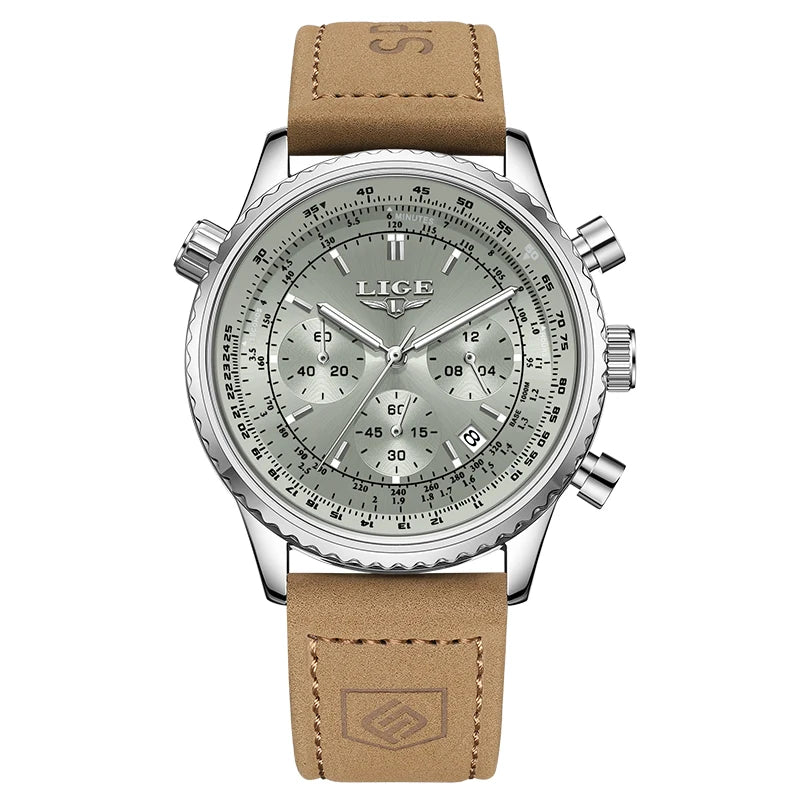 LIGE Luxusuhr für Herren – Chronograph mit Datumsanzeige, aus Edelstahl, wasserdicht, leuchtend, im sportlichen und militärischen Stil, Quarzuhr für Herren