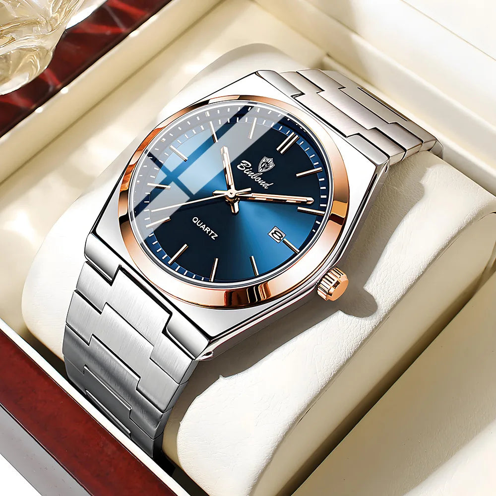Montre pour homme UTHAI, marque de luxe abordable, en acier inoxydable, avec calendrier, étanche, pour homme, affaires et loisirs, montre à quartz tendance