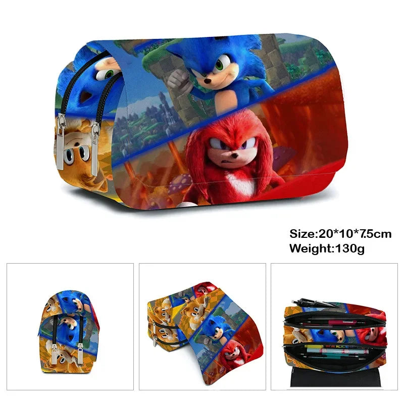 Sonic The Hedgehog Double Pencil Case Stationery Bag Storage Pouch