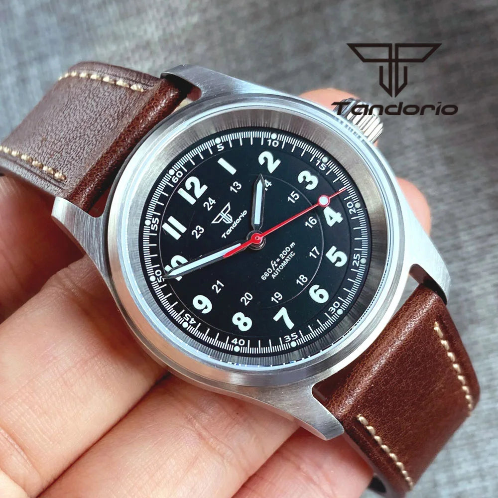 Tandorio 36mm Fashion 20BAR automatische Taucher- und Pilotenuhr für Herren und Damen, NH35/PT5000/Miyota8215 Uhrwerk, Saphir-Armbanduhr, grüne Leuchtmasse