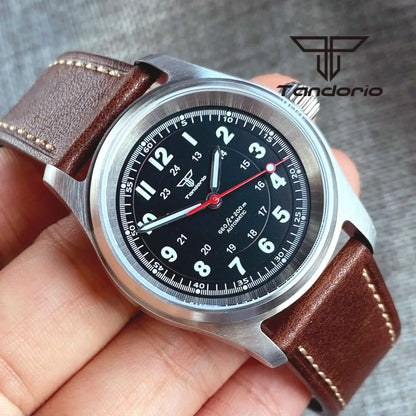 Tandorio 36mm Fashion 20BAR automatische Taucher- und Pilotenuhr für Herren und Damen, NH35/PT5000/Miyota8215 Uhrwerk, Saphir-Armbanduhr, grüne Leuchtmasse