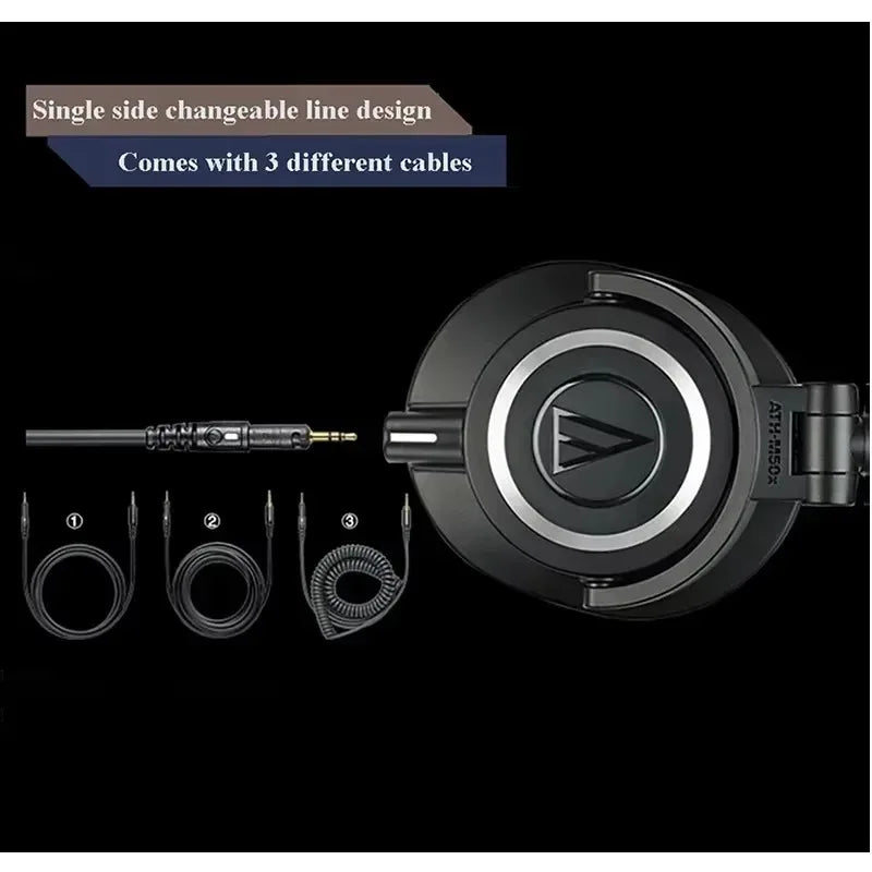 Original Audio-Technica ATH-M50x Professional Studio Monitor Hi-Fi Sound Foldable Design Headphones Over-Ear Wired Headset