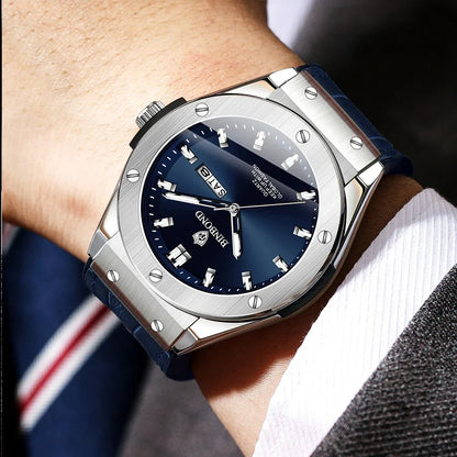 Montre en cuir pour homme, style décontracté et professionnel, montre de luxe pour homme, montres automatiques, montres-bracelets à quartz tendance pour homme, Relojes De Hombre