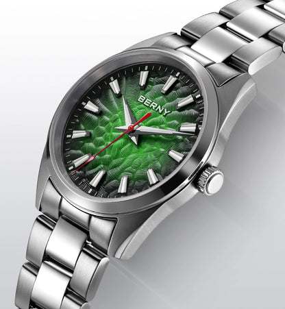 Orologio da uomo BERNY – Orologio al quarzo, vetro zaffiro, lancette luminescenti, impermeabile fino a 10 ATM, interamente in acciaio inossidabile – Stile elegante e casual, ideale per l’uso quotidiano o per le occasioni professionali