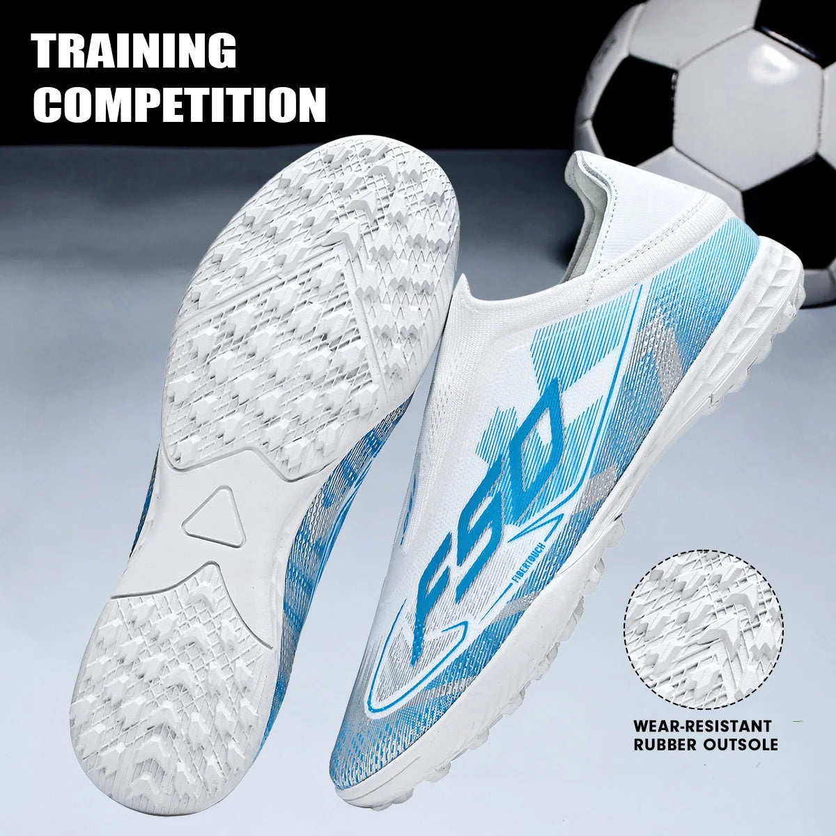 Professional TF Soccer Boots Unisex Youth Adult PU Fabric Upper Rubber Sole Non-Slip Training Cleats