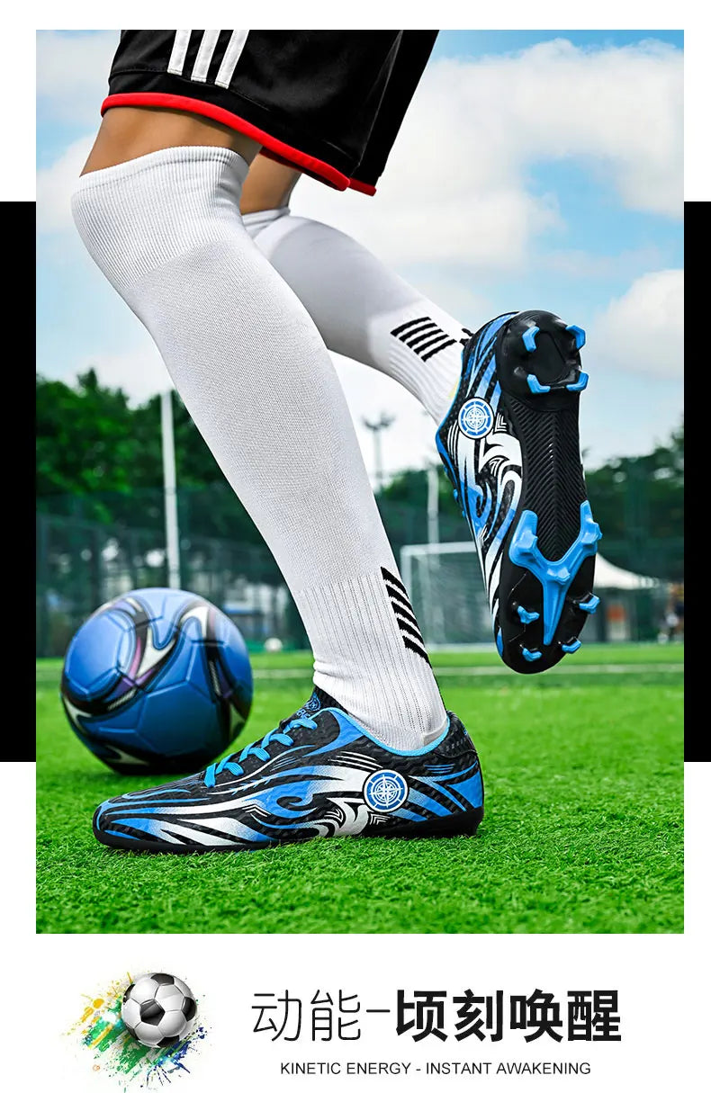 Original-Fußballschuhe, Herren-Trainingsschuhe, Outdoor-Schuhe, rutschfeste Kinder-Fußballschuhe, Schuhe mit langen Stollen, Herren-Futsal-Schuhe, Größe 32–45