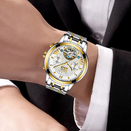 Mechanische Automatikuhren für Herren von LIGE – Hochwertige Luxusuhr mit Tourbillon, elegantes und wasserdichtes Modell, ideal für die Arbeit oder formelle Anlässe.