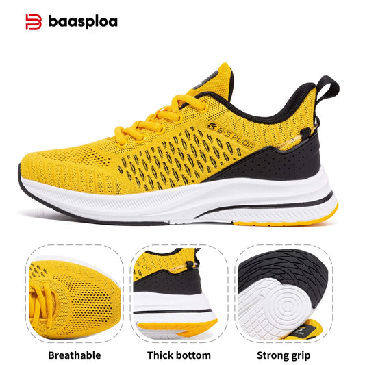 Baasploa Herren-Laufsneaker, lässige, leichte Designer-Mesh-Joggingschuhe, atmungsaktive Schnür-Sportschuhe für Herren zum Gehen