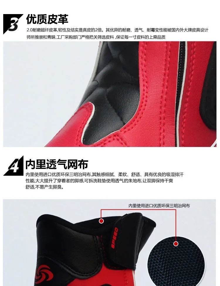 Pro-Biker Premium Motorcycle Racing Shoes for Men & Women - Leather Racing Boots for Speed Biking, Motocross & Off-Road Riding