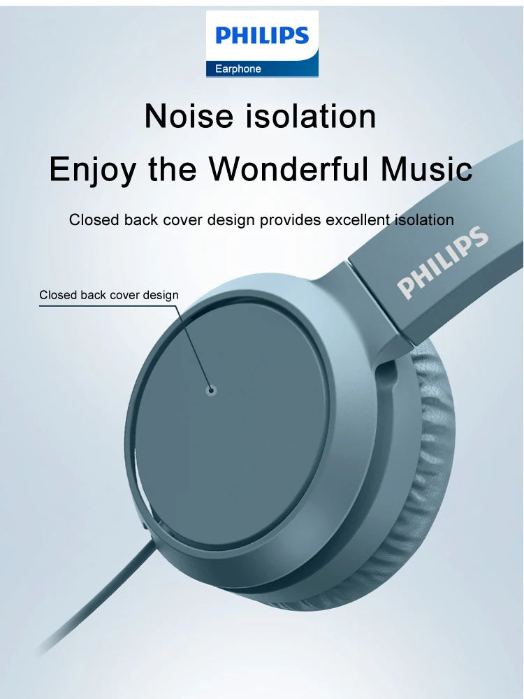Philips TAH4105 Wired Headphones HiFi Stereo HD Call Headset With MIC Suitable For Online Learning And Outdoor Sports Earphones