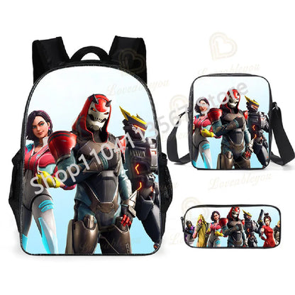 3Pcs/Sets Fortnite School Bags for Boys Girls Cartoon Battle Royale Game Book Bags Sets Games Backpacks School Gifts