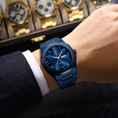 POEDAGAR luxe herenhorloge, waterdicht, roestvrij staal, quartz, week- en datumweergave, zakelijke herenhorloges, Reloj Hombre