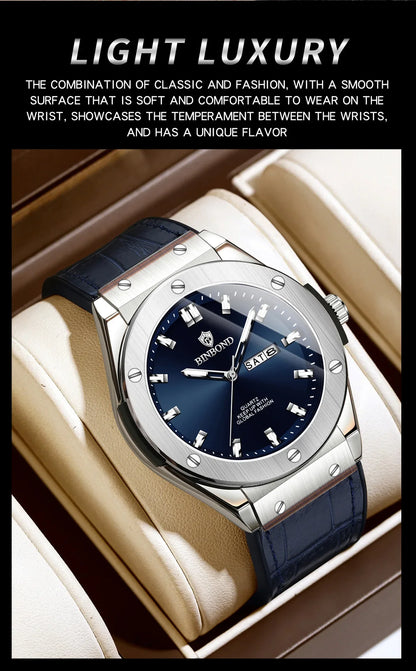 Montre en cuir pour homme, style décontracté et professionnel, montre de luxe pour homme, montres automatiques, montres-bracelets à quartz tendance pour homme, Relojes De Hombre