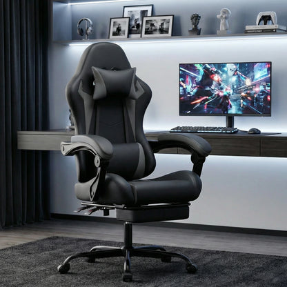 Ergonomic Gaming Chair with Lumbar Support and Headrest, Height-Adjustable Gaming Chair, PC Chair for Adults, Girls, and Boys