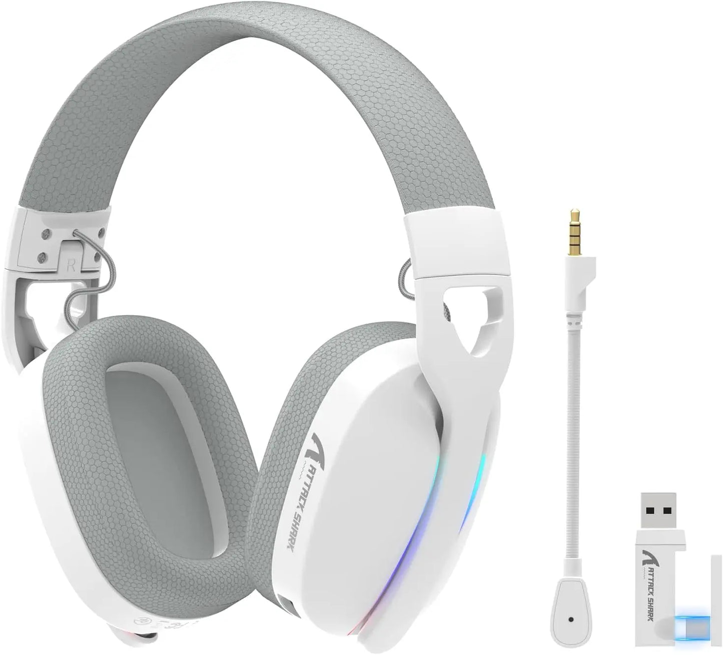 MAMBASNAKE x ATTACK SHARK L90 RGB Wireless Gaming Headset, Triple Modes, Foldable Headphone with Detachable Mic
