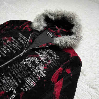 2026 New American Fashion Trend Goth Printed Zipper Hoodie Women Street Hip Hop Punk Rock Sweatshirt Unisex Casual Loose Hoodie, produit gaming premium Fraquane, produits de luxe, nouvelle génération, équipement gamer