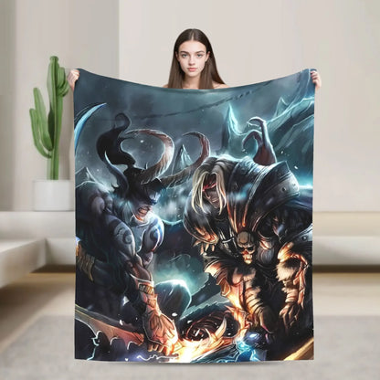 WOW World of Warcraft Arthas Retro Game Flannel Blanket Super Warm Throw Blanket for Bedroom Camping Bedspread Sofa Bed Cover