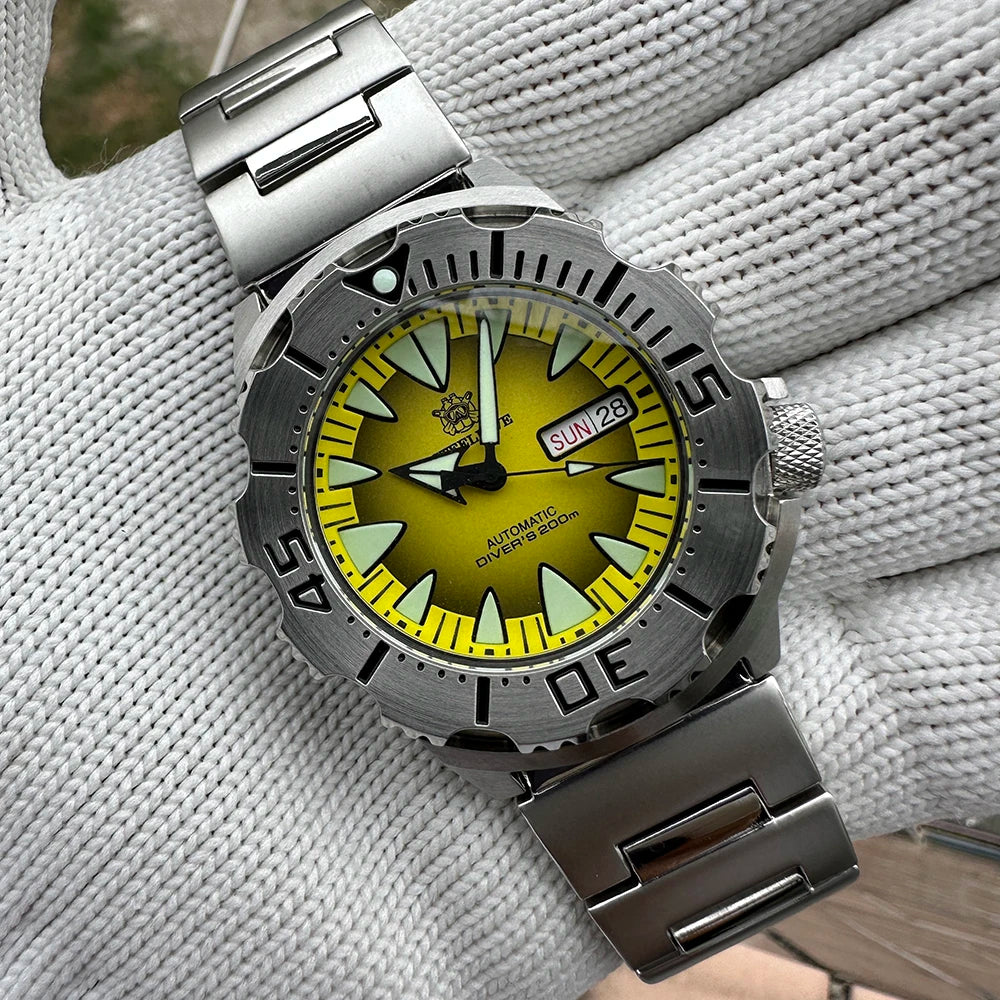 STEELDIVE SD1984 Monster Steel Strap Mechanical Watch NH36 Movt Sapphire Crystal 200M Waterproof Swiss Super Luminous Wristwatch
