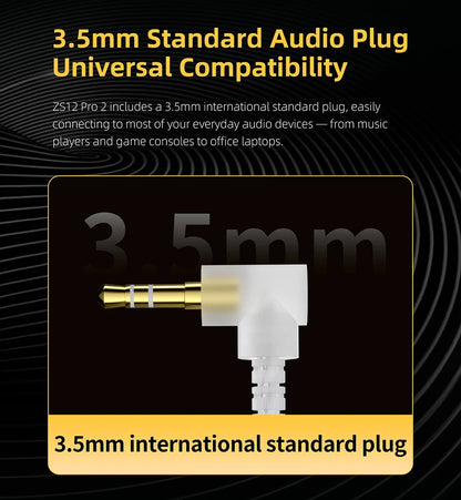 KZ ZS12 PRO 2 Flagship-Grade Super-Linear Hybrid IEM Earphones HiFi Bass In Ear Headphones Esports Gaming Headest Wired Earbuds
