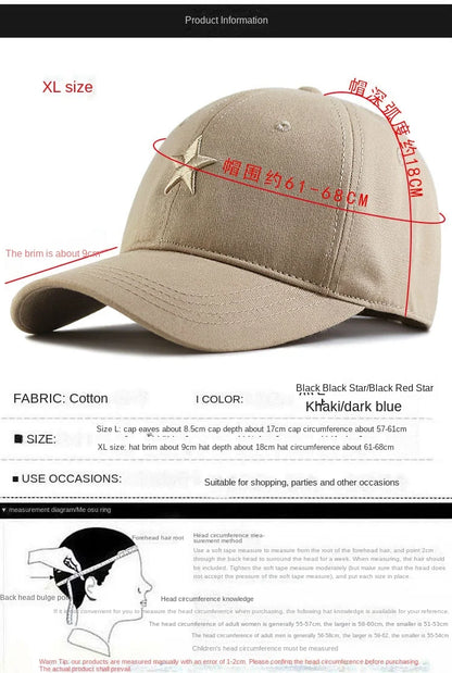 Baseball kapa Big Head Plus Size iz 100 % bombaža, primerna za moške in ženske, nastavljiva kapa »Dad Hat«, velikost 58–60 cm, 61–65 cm