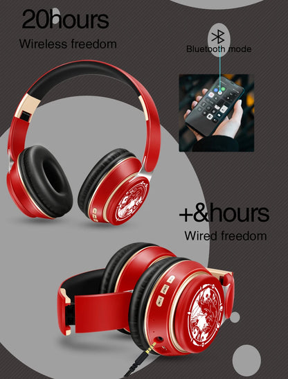 New Popular Bluetooth Headphones Stereo Headset Wireless Original Earphones Cosplay Game with MP3 FM & Microphone Students Gift