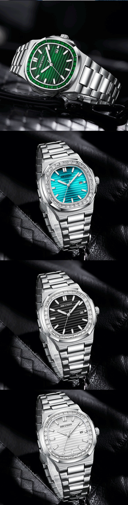 AOCASDIY Montre de luxe professionnelle étanche pour homme, date luminescente, acier inoxydable, carrée, à quartz, reloj hombre
