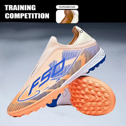 Professional TF Soccer Boots Unisex Youth Adult PU Fabric Upper Rubber Sole Non-Slip Training Cleats